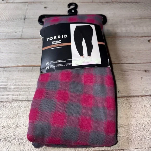 TORRID FULL LENGTH SIGNATURE WAIST PREMIUM LEGGINGS SIZE 5X Scarlett Plaid - Picture 8 of 15